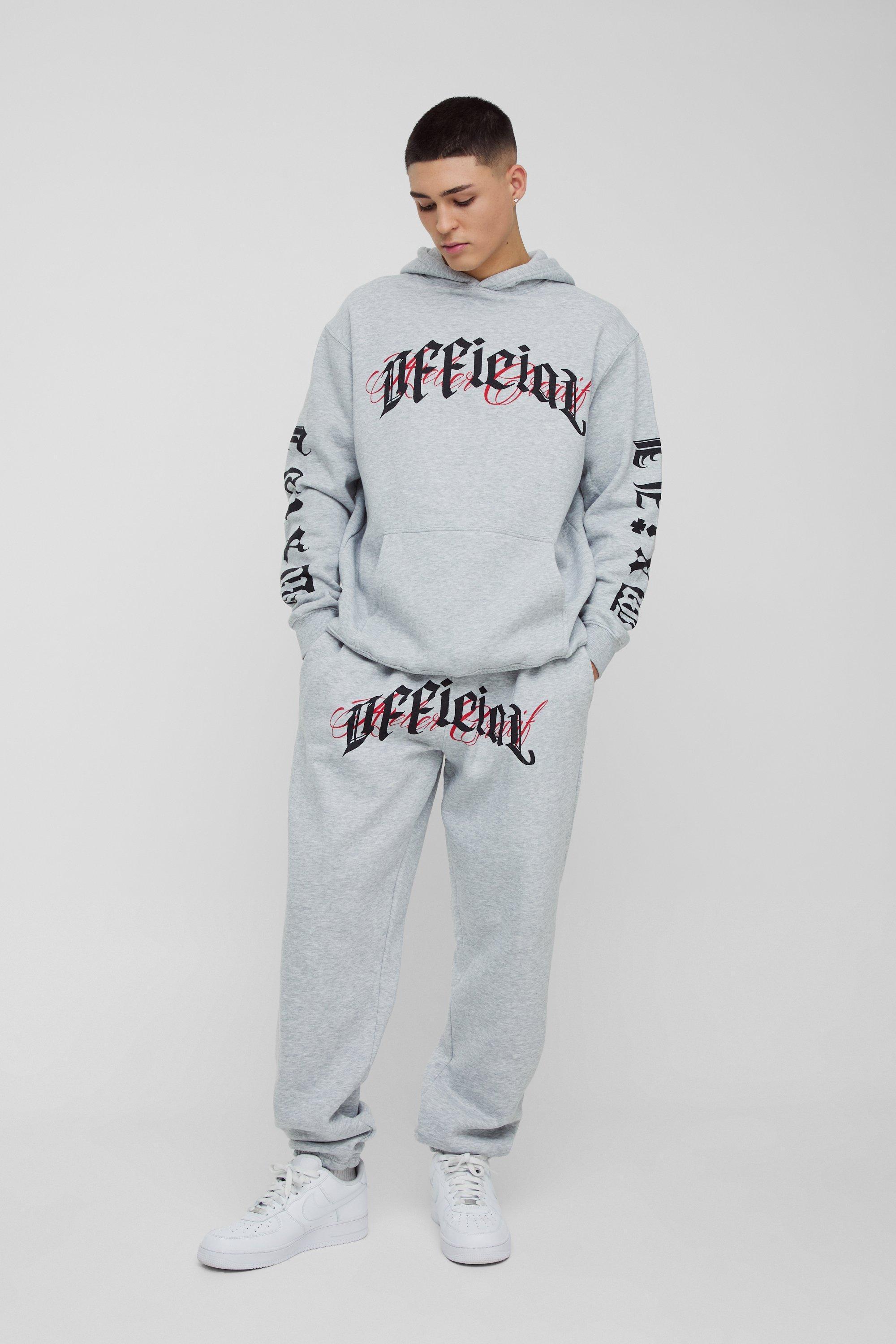 Oversized Official Crotch Print Hooded Tracksuit | boohooMAN USA Product Image