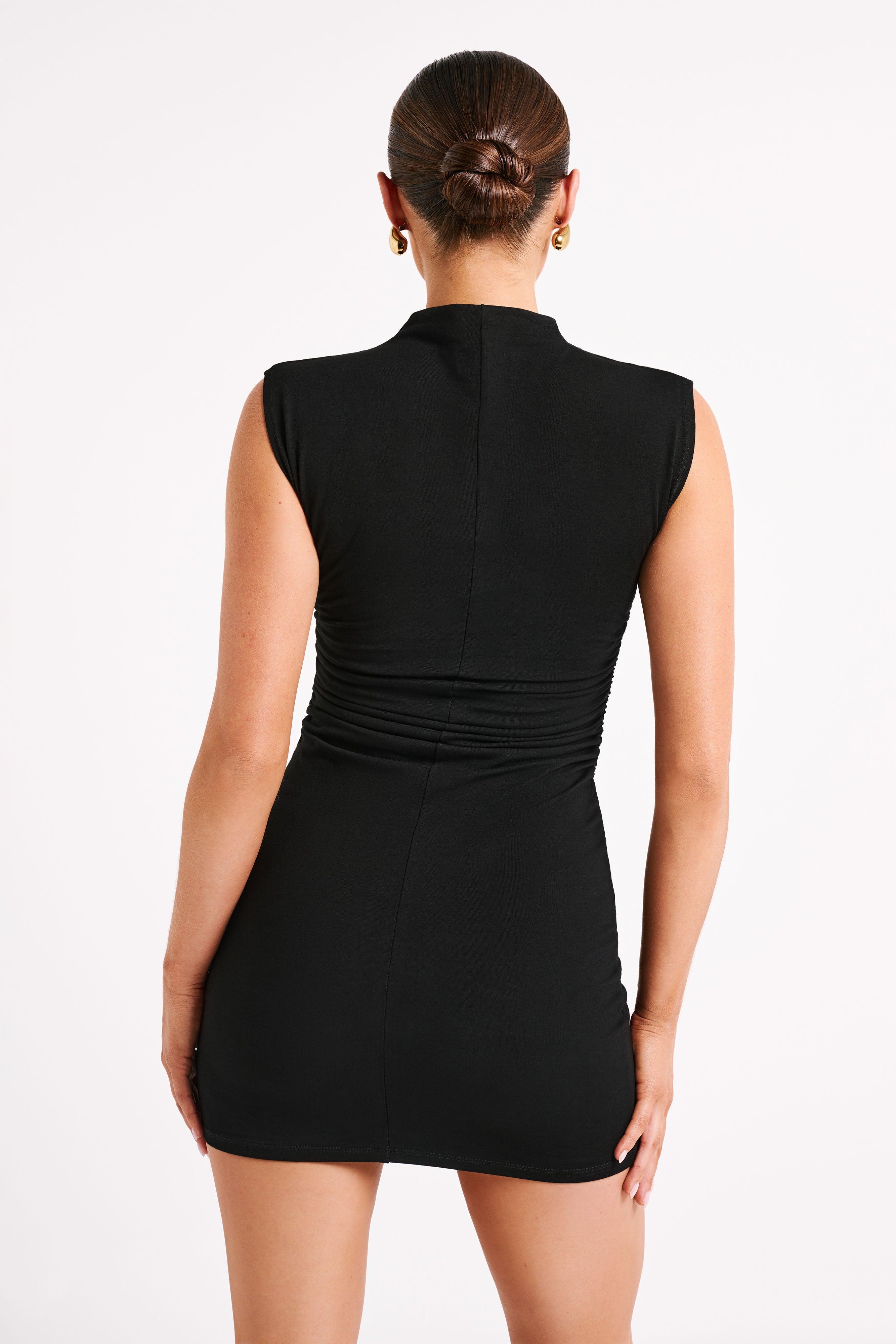 Melania High Neck Mini Dress - Black Product Image