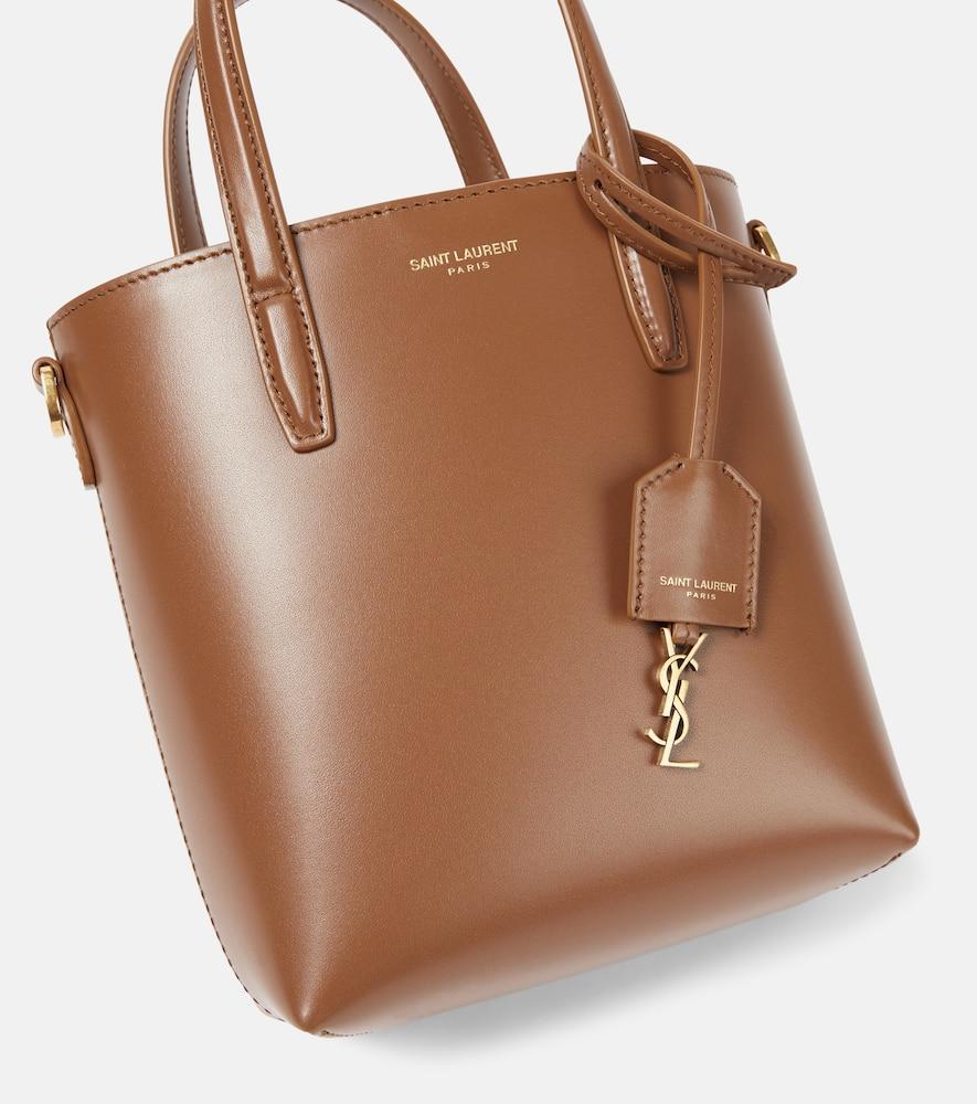 SAINT LAURENT Shopping Tag Detail Tote Bag In Brown Product Image