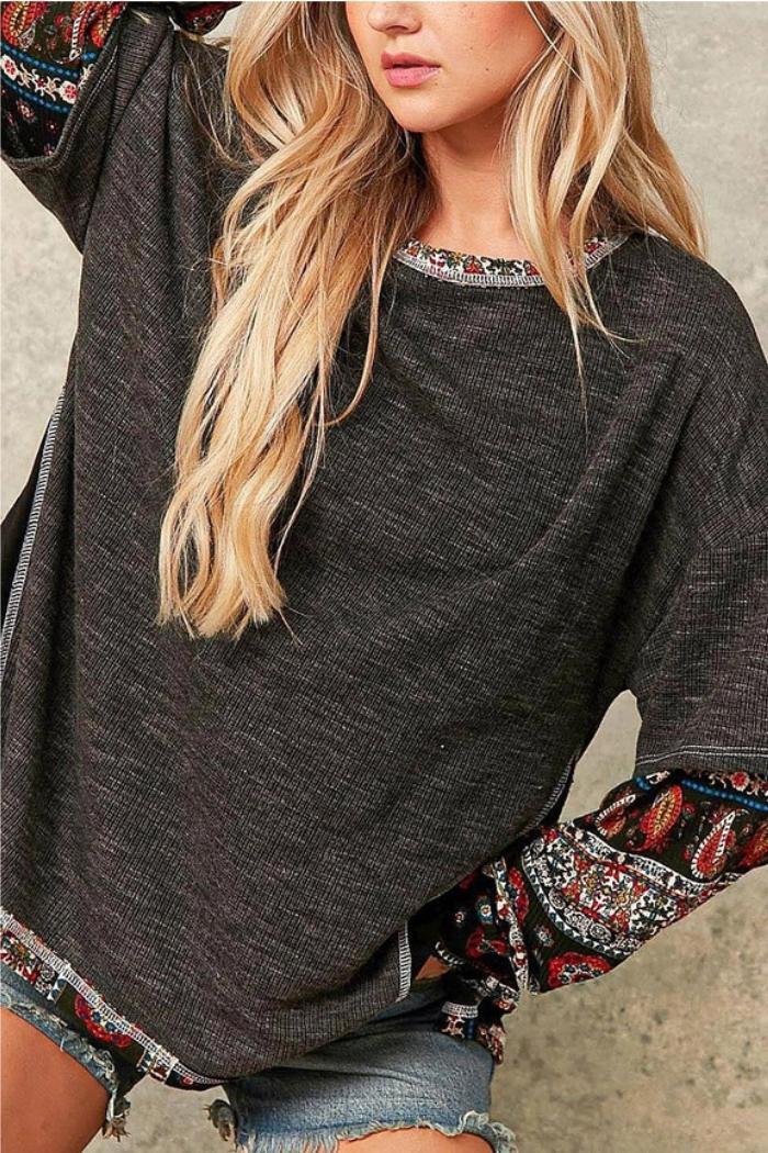 Boho Rib Reverse Stitch Top Product Image