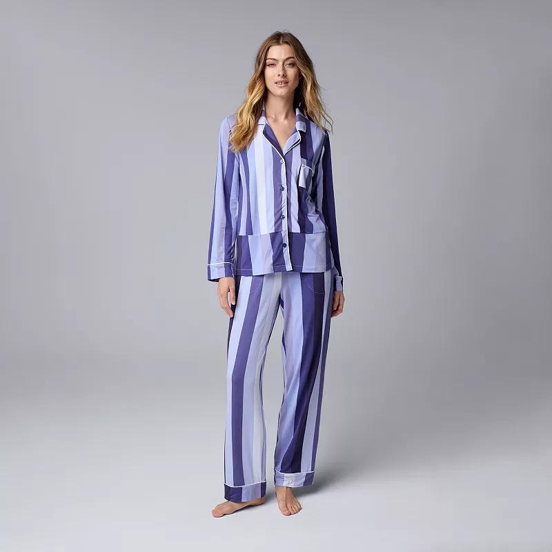 Womens Simply Vera Vera Wang Long Sleeve Pajama Top & Pajama Bottoms Sleep Set Product Image