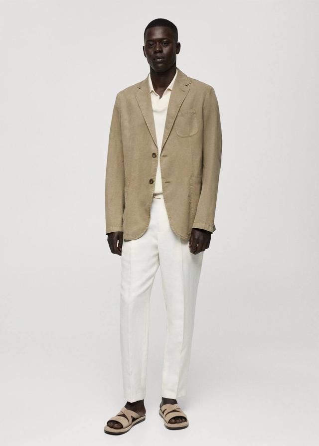 MANGO MAN - Slim fit linen cotton-blend blazer khakiMen Product Image