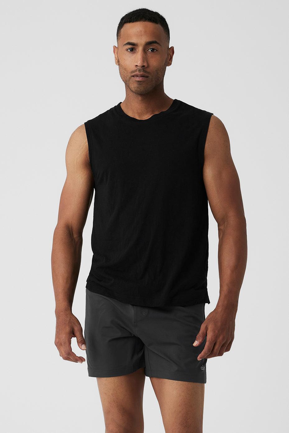 Sports Club Palms Muscle Tank - Black/Dark Grey Male Product Image