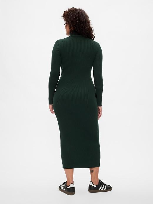 Turtleneck Rib Midi Sweater Dress Product Image