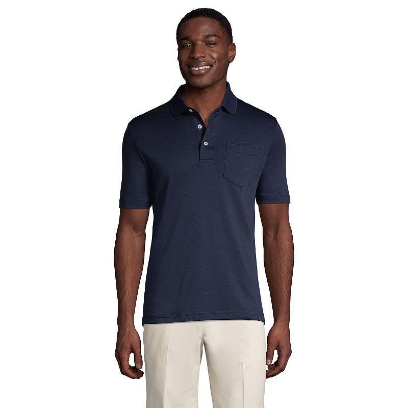 Big & Tall Lands End Super Soft Classic-Fit Supima Pocket Polo, Mens Radiant Blue Product Image