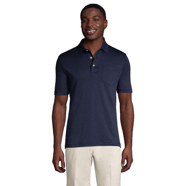 Big & Tall Lands End Super Soft Classic-Fit Supima Pocket Polo, Mens Blue Product Image