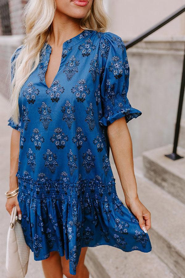 Charleston Trip Floral Mini Dress in Blue Product Image