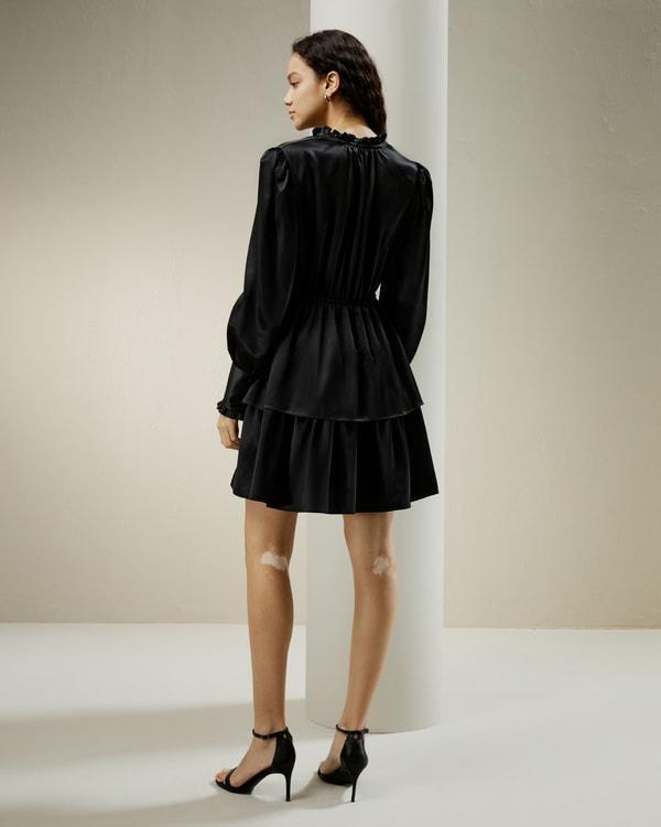 Tie Neck 2 Tiered Mini Dress Product Image