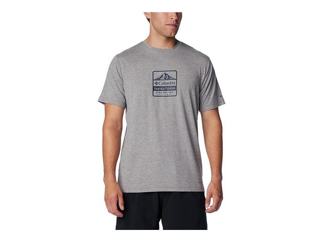 Columbia Kwick Hike Graphic Short Sleeve Tee (Boulder Heather/Tested Tough PDX) Men's Clothing Product Image