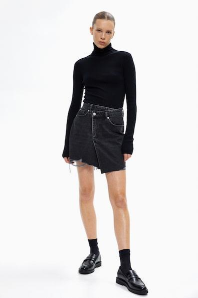 Denim Skirt with Wrapover Waistband product image