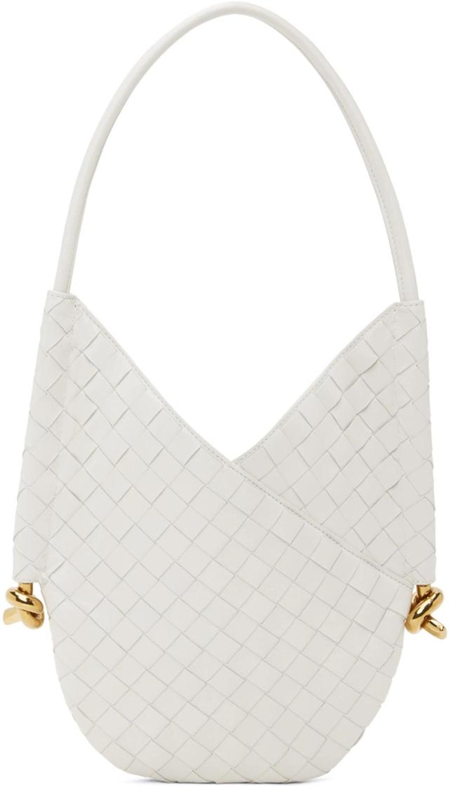 BOTTEGA VENETA Solstice Small Intrecciato Lambskin Shoulder Bag In 9092 White M Brass Product Image