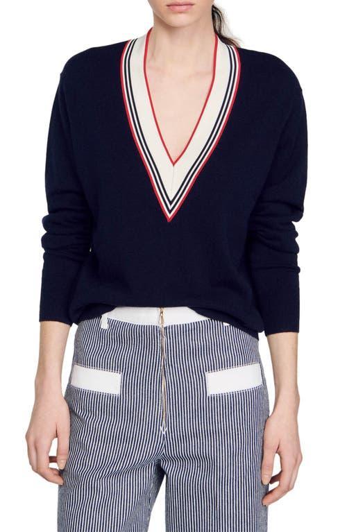 sandro Steven Wool & Cashmere Varsity Sweater Product Image