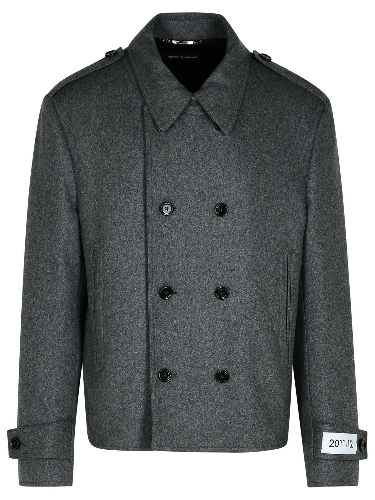 Grey Wool Blend Jacket In Gray Product Image