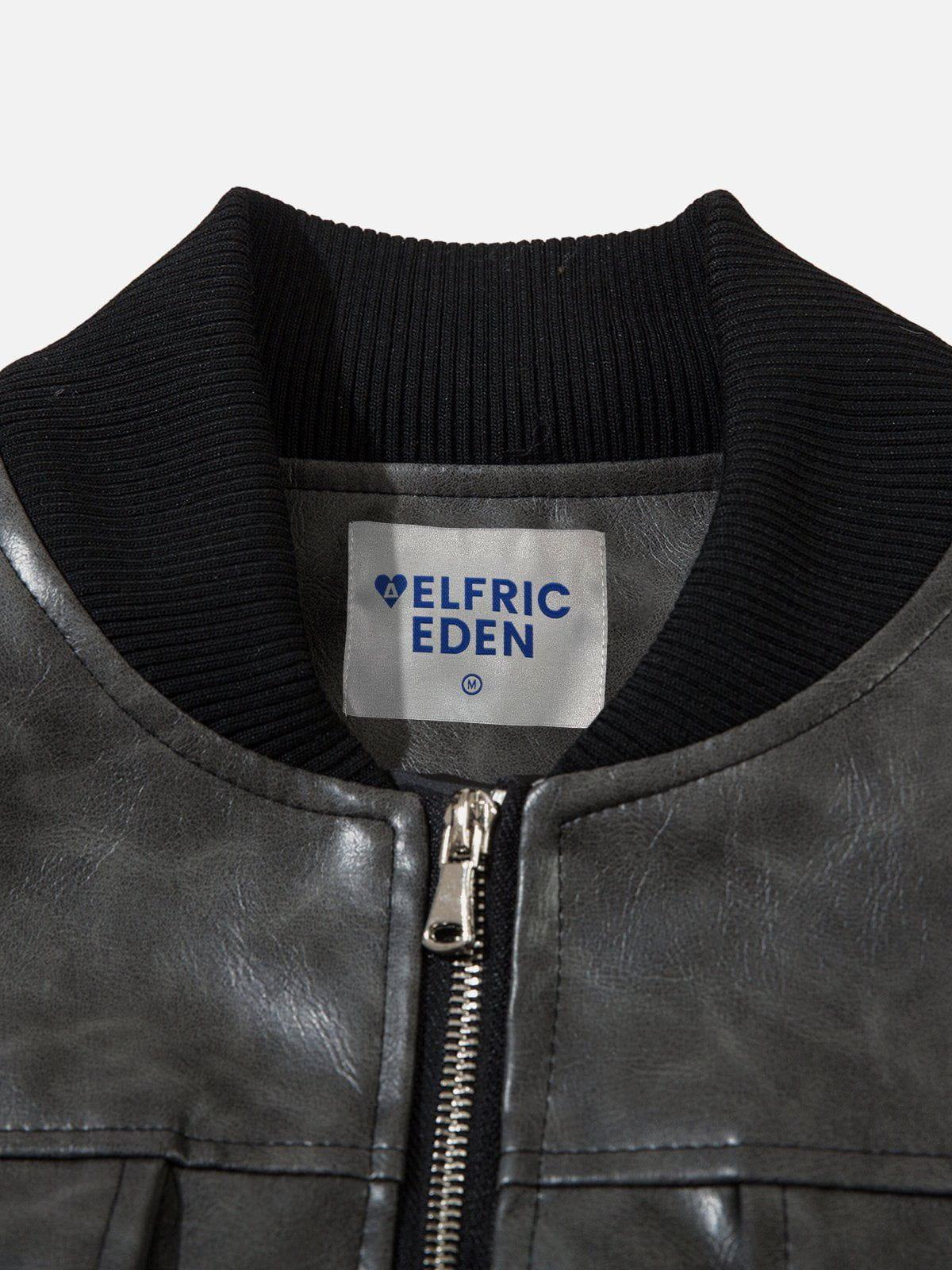 Aelfric Eden Vintage Essential Texture Faux Leather Jacket Product Image