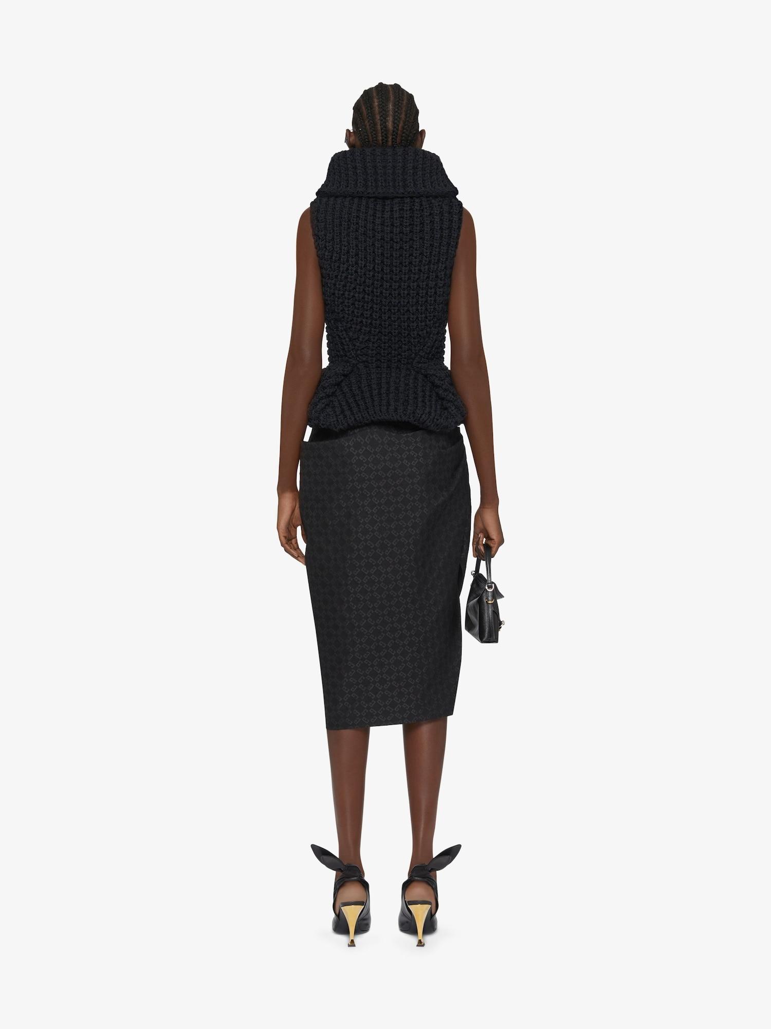 Asymmetric draped skirt in monogram 72 jacquard Product Image