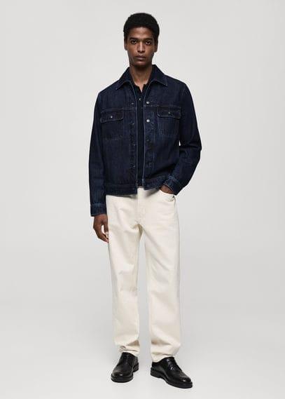 MANGO MAN - Denim overshirt with pockets dark blueMen Product Image