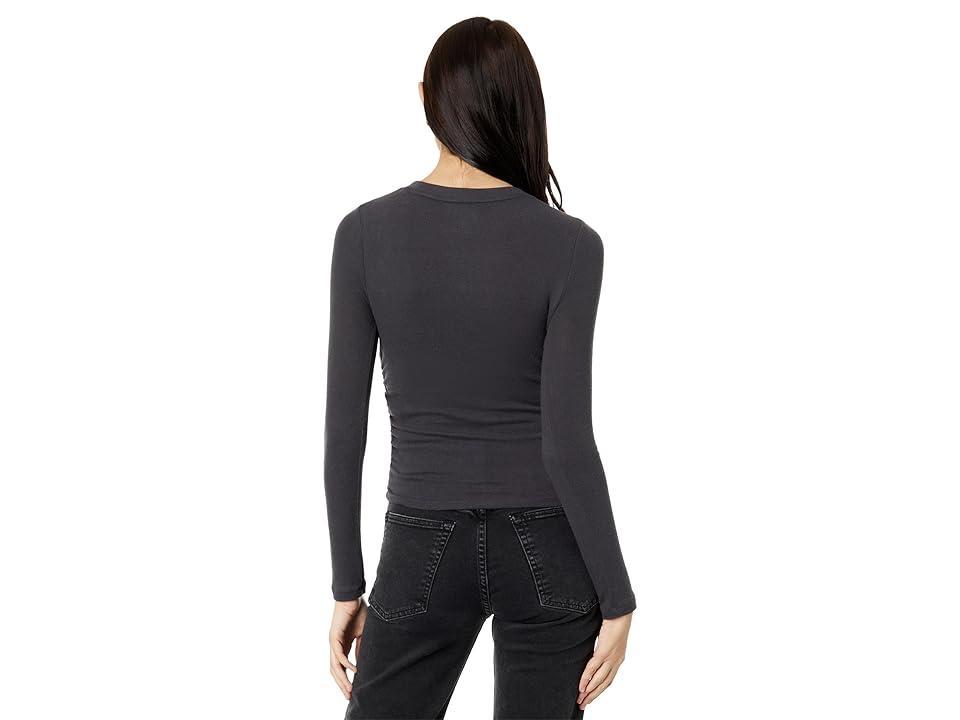 Madewell Brushed Jersey Ruched Long-Sleeve Tee Coal) Women's Clothing Product Image