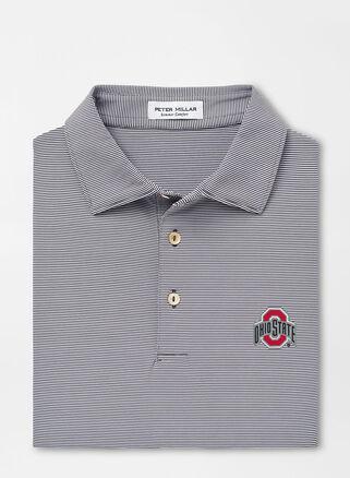 Peter Millar Mens The Ohio State Jubilee Stripe Performance Polo | Color: Iron | Size: L | OSU Product Image