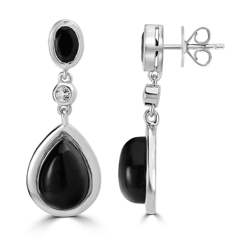 Gemistry Sterling Silver Gemstone Drop Earrings, Womens, Black Jade Product Image