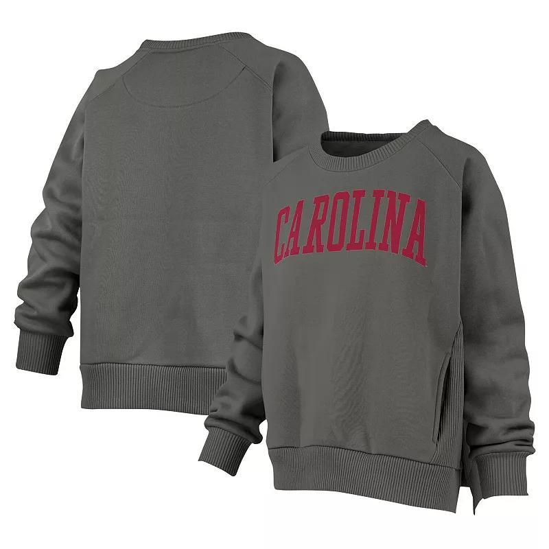 Womens Pressbox Charcoal South Carolina Gamecocks Pocketed Raglan Pullover Sweatshirt Product Image