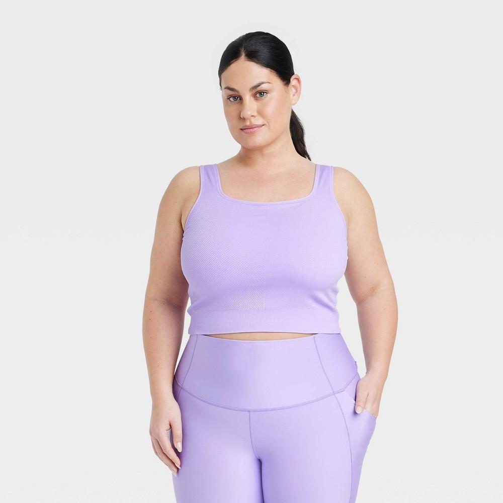 Womens Seamless Square Neck Cropped Tank Top - All In Motion Violet 4X product image