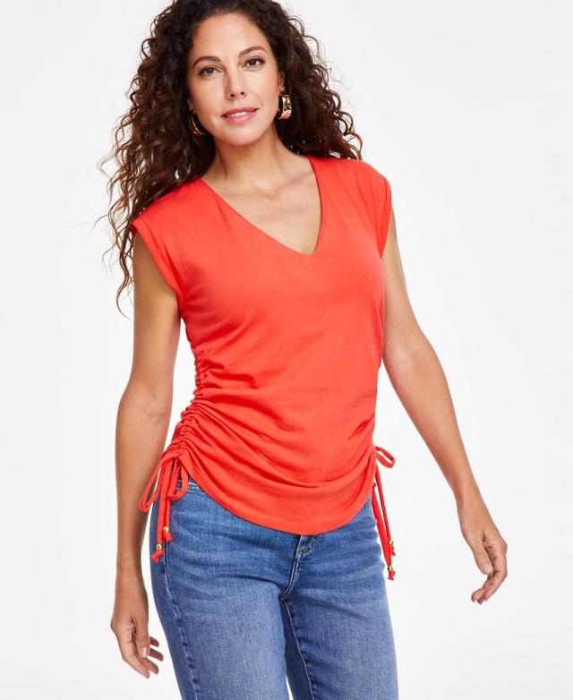 Women's Side-Tie V-Neck Top, Created for Macy's Product Image