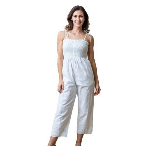 Hope & Henry Womens Smocked Button Front Jumpsuit Product Image