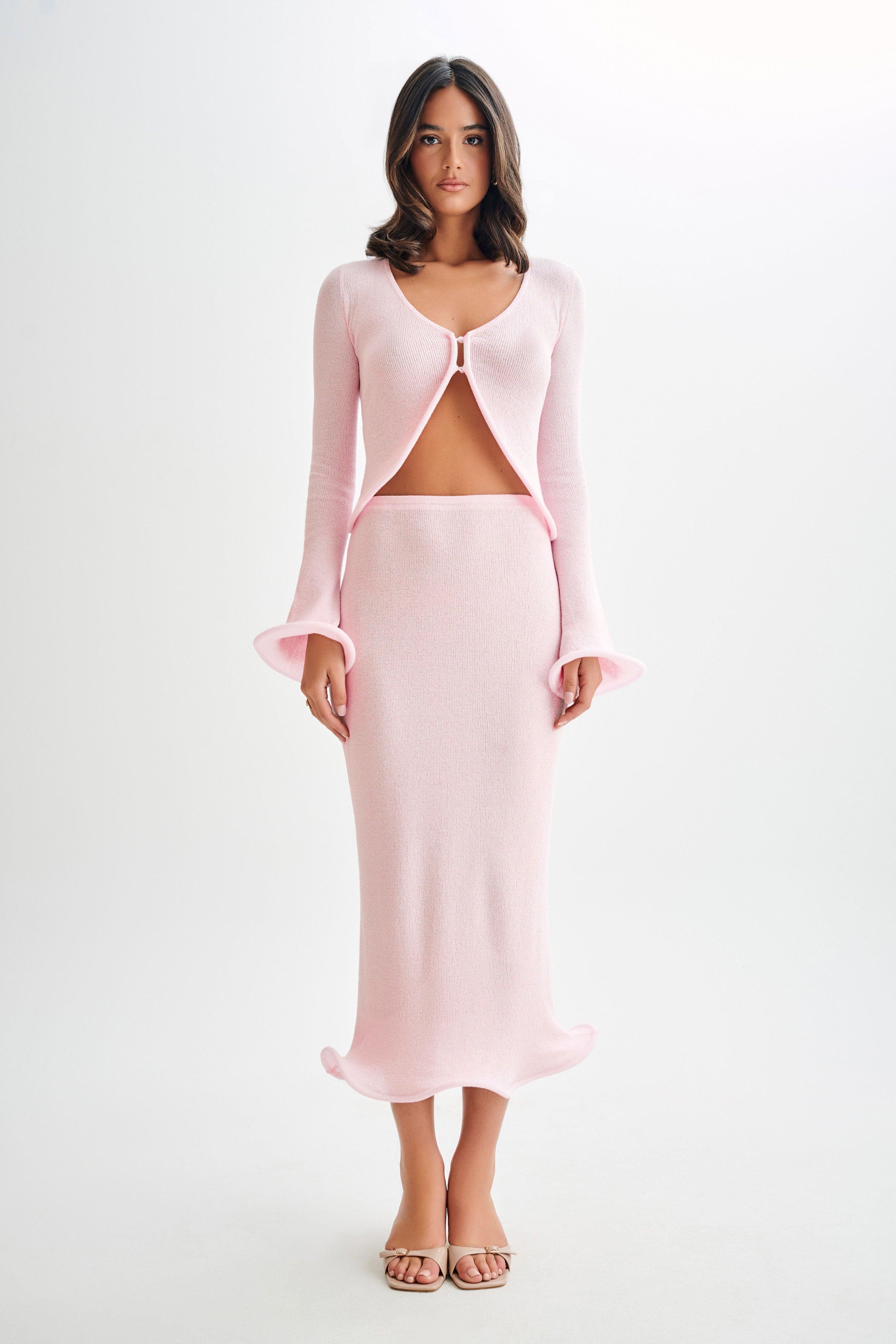 Gigi Knit Midi Skirt - Misty Rose Product Image