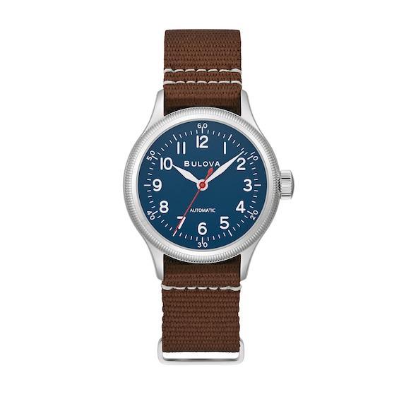 Men's Bulova Military Automatic Strap Watch with Blue Dial (Model: 96A282) Product Image