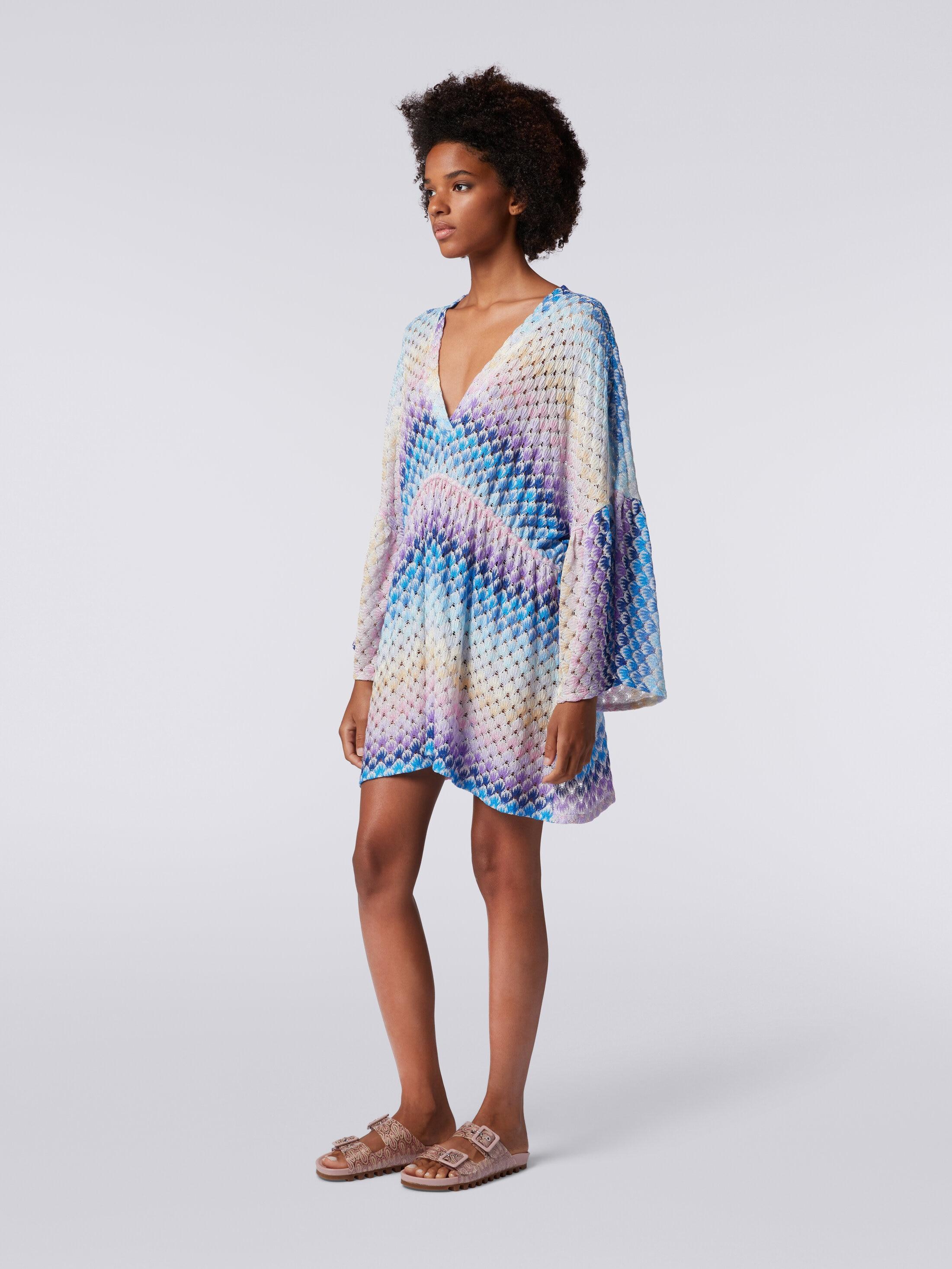 Short lace-effect cover up kaftan with lurex Product Image