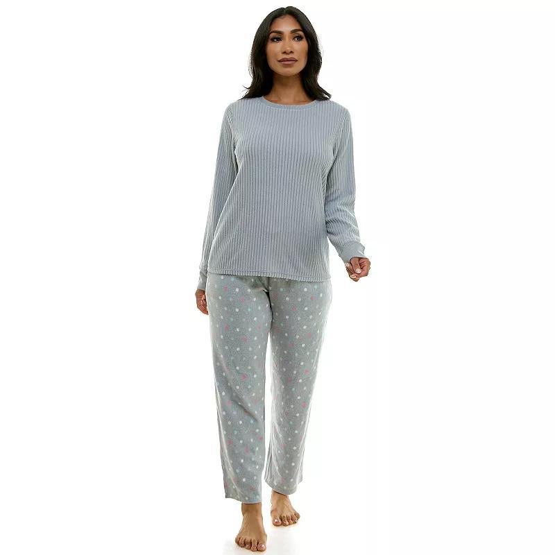 Womens Croft & Barrow 2-pc. Long Sleeve Pajama Top & Pajama Pants Sleep Set Quiet Black Product Image