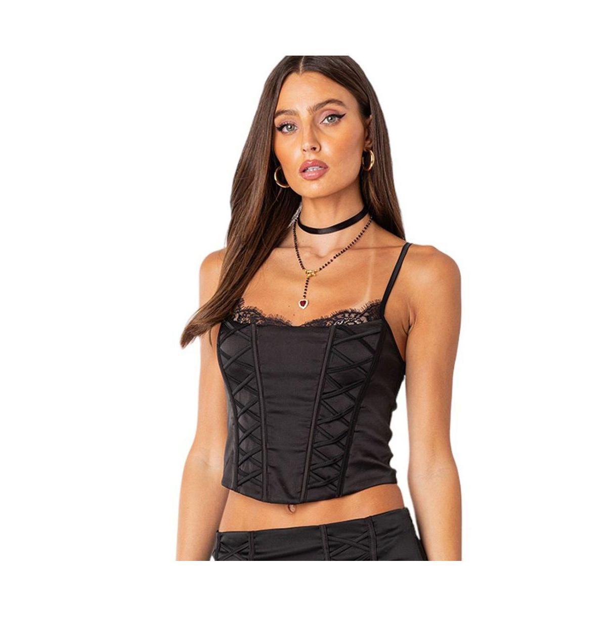 Womens Lilith lace up satin corset top Product Image