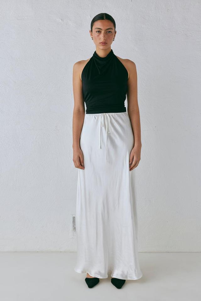 Lyla Satin Maxi Skirt White Product Image