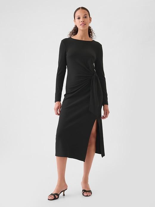 Modern Rib Tie-Knot Midi Dress Product Image