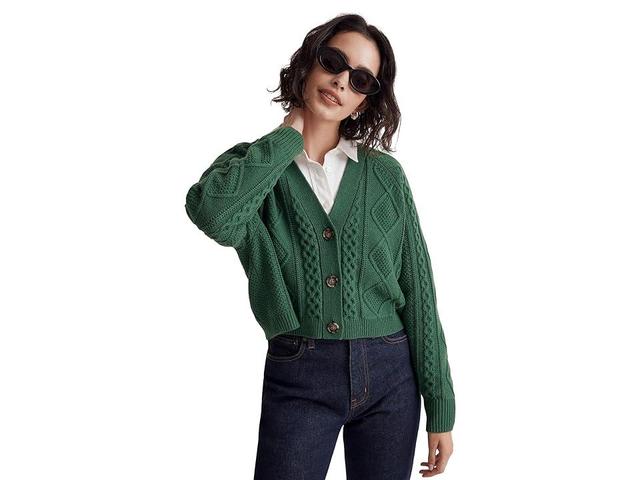 Madewell Cable-Knit Crop Cardigan (Varsity ) Women's Clothing Product Image