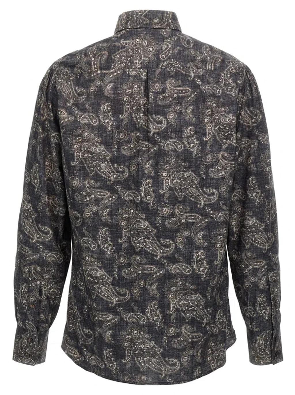 BRUNELLO CUCINELLI Paisley Shirt In Charcoal Product Image