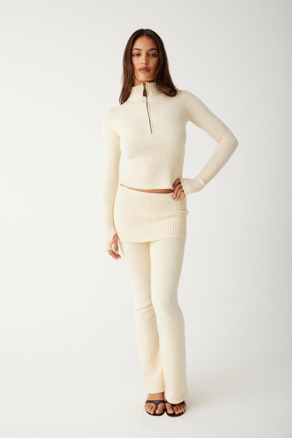 Mason Cloud Knit Flare Pant - French Vanilla Product Image