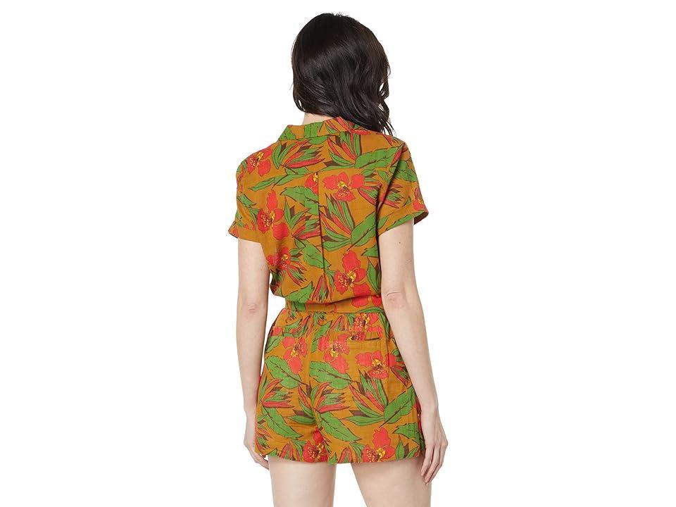 Toad&Co Camp Cove Short Sleeve Romper (Kelp Aloha Print) Women's Jumpsuit & Rompers One Piece Product Image