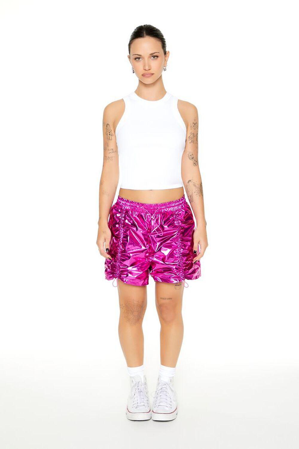 Ruched Metallic Drawstring Shorts | Forever 21 Product Image