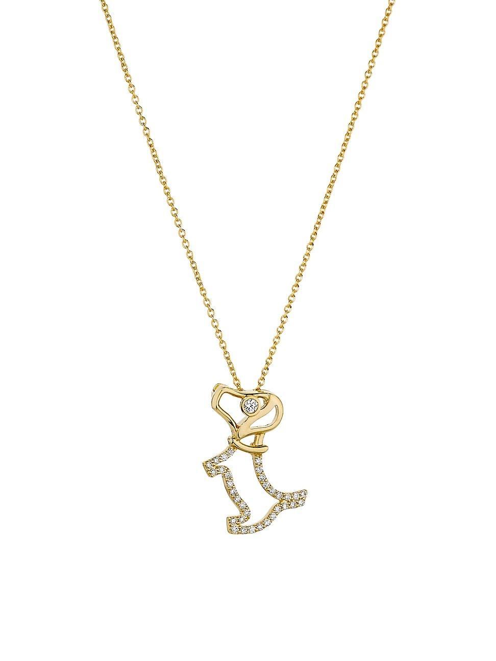 Womens Scottie Dog 18K Yellow Gold & 0.09 TCW Pendant Necklace Product Image