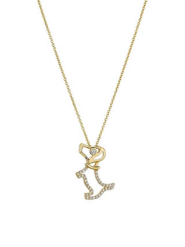 Womens Scottie Dog 18K Yellow Gold & 0.09 TCW Pendant Necklace Product Image