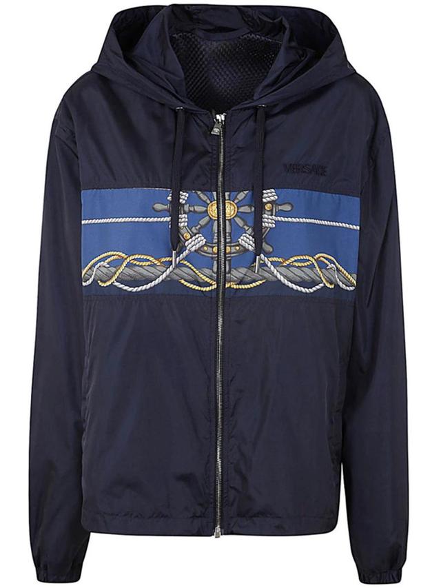 Blouson Technical Fabric And Poly Twill With Nautical Print + Writing Embroidery In Multicolor Product Image