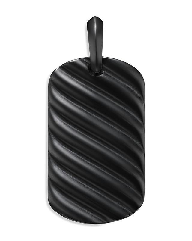 David Yurman Mens Sculpted Cable Tag in Black Titanium, 35mm Product Image