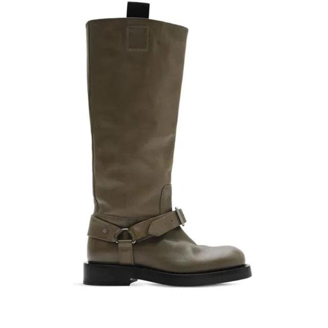 BURBERRY Leather Knee-high Boots In Green Product Image