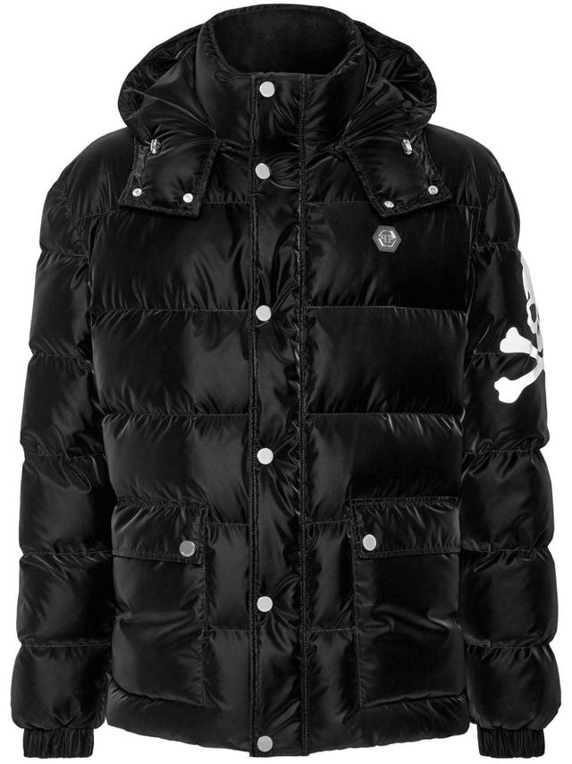 Skull-print Quilted Jacket In Black Product Image