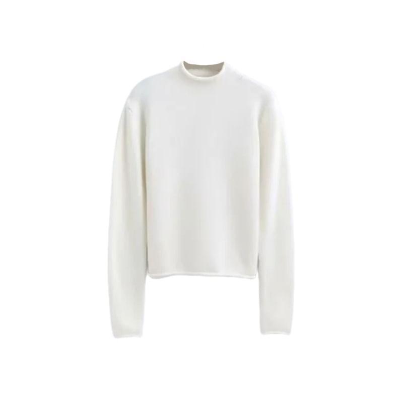 Mock Neck Plain Sweater Product Image