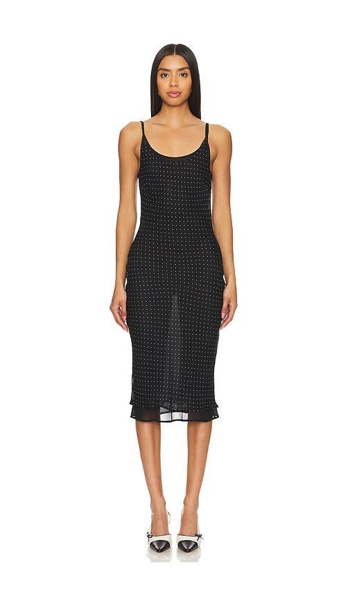 Lovers and Friends Stella Midi Dress in Black Polka Dot Product Image