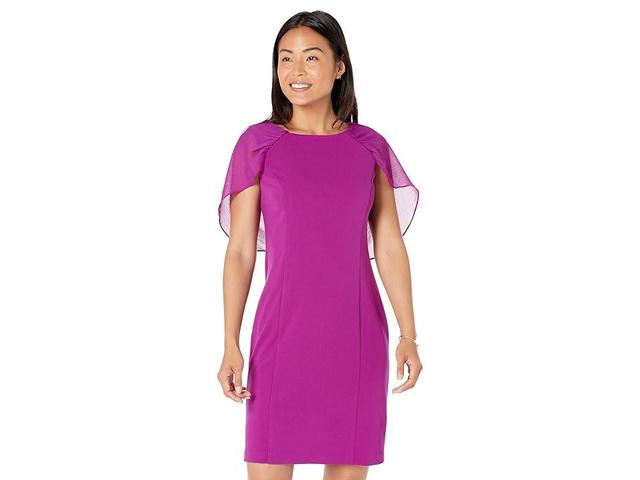 DKNY Sleeveless Combo Cape Dress (Magnolia) Women's Clothing Product Image