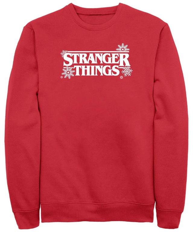 Fifth Sun Mens Stranger Things Stranger Snowflakes Logo Crew Fleece Pullover Product Image