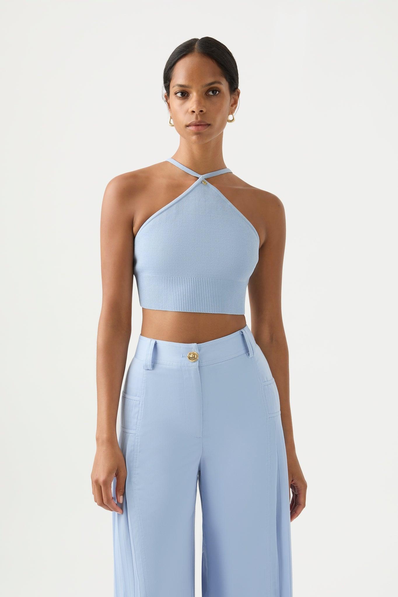 Xanthe Halter Knit Crop Top Product Image